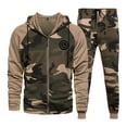 thumbnail image 1 of Conjunto deportivo y de ocio para hombre de talla grande de otoño e invierno, conjunto de dos piezas, conjunto de cárdigan de camuflaje con capucha empalmada para hombre, 1 of 5