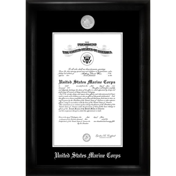 Patriot Frame's Marine 9x14 Certificate Black Frame Silver Medallion