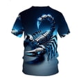 thumbnail image 3 of Men's short-sleeved T-shirt, dark blue futuristic mechanical scorpion print, two styles for daily leisure and gaming activities, 3 of 5