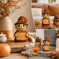 thumbnail image 4 of Fall Scarecrow Pumpkin Figurine Set 3 Piece, Resin Tabletop Decor with Welcome Fall and Happy Signs, Vintage Straw Maple Sunflower Statue for Mantel Shelf and Porch, Thanksgiving Halloween Gift, 4 of 6