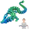 thumbnail image 6 of 3D Printed Dragon - 18 inch Large Pearly Sheen Articulated Dragon, Mystery Easter Crystal Animals Fidget Toy(Blue Green), 6 of 8