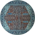 thumbnail image 1 of Ahgly Company Indoor Round Oriental Light Blue Industrial Area Rugs, 3' Round, 1 of 4