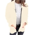thumbnail image 2 of XPMWRP Women's Zip Up Solid Color Jackets Oversized Long Sleeve Casual Coats Fall Winter Loose Warm Trendy Jackets Beige L, 2 of 6