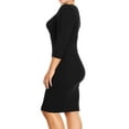 thumbnail image 3 of Women's Elegant Midi Bodycon Dress – Crew Neck, Plus Size, 3/4 Sleeve, 3 of 4