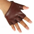 thumbnail image 2 of harmtty Women Ladies Fashion Half Finger Faux Leather Short-Figures Gloves Half Palm,Coffee, 2 of 8