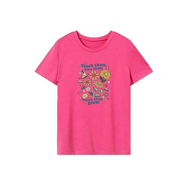 Camiseta para mujer, camisetas de verano, camiseta de cuello redondo a la moda para regalo de mujer de oficina en la calle L