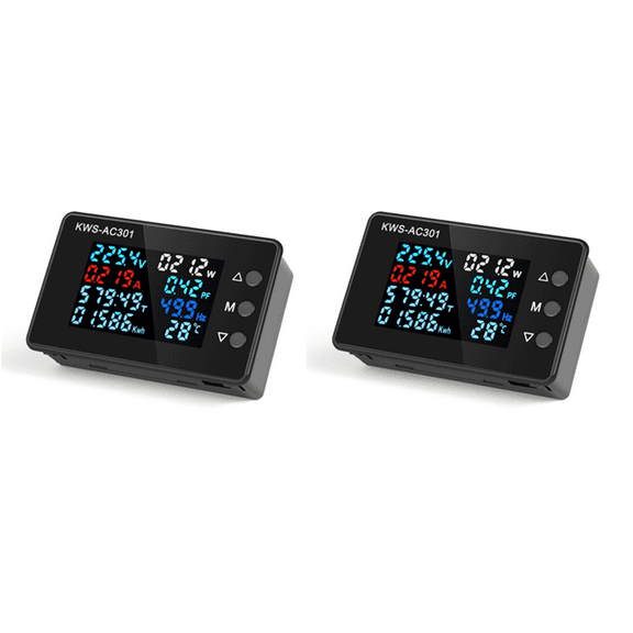 2X Digital Display Current Voltmeter 50-300V AC Wattmeter Multifunction Electric Meter Power Detector AC 20A