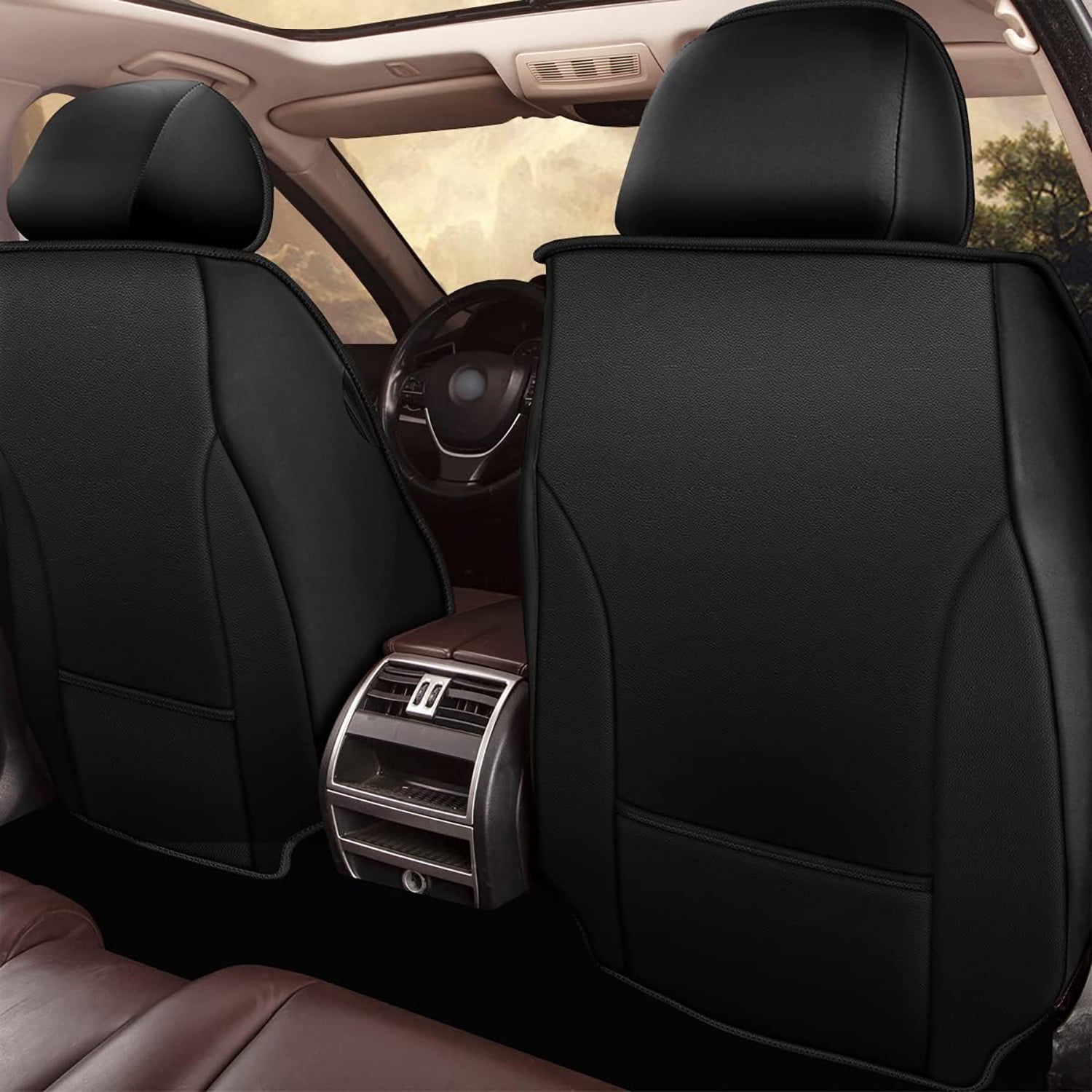 DIKSOAKR Seat Covers for Toyota Tacoma 2016-2024: Full Set 5 Seats Faux Leather Car Seat Cover Protector (2 Row 5 Seat, Black&Redline)