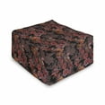 thumbnail image 1 of Flower Rectangle Pouf, Flowers of Asia in Japanese Art Style Vivid Floral Pattern Boho Print, Under Desk Foot Stool for Living Room Office Ottoman with Cover, 25", Black Orange Mustard, by Ambesonne, 1 of 4