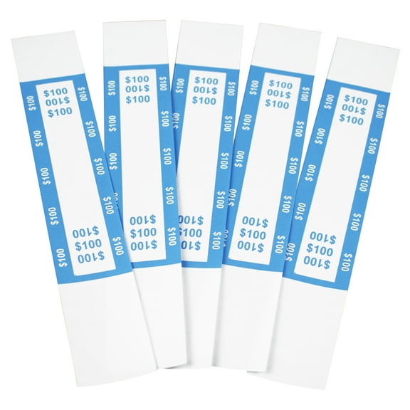 Royal Sovereign $100 Currency Straps, Light Blue, 1000 Count (RMCS-0100)