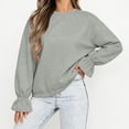 thumbnail image 5 of Mifsaly Womens Crew Neck Sweatshirts Flare Sleeve Ruched Solid Elastic Hem Casual Shirts Loose Fit Soft Comfortable Pullover Tops, 5 of 8