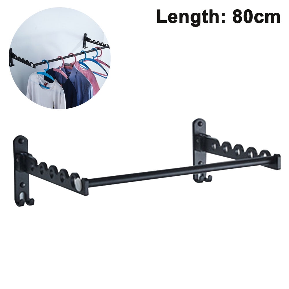 Stainless Steel Wall Mount Clothes Hanger Rack Hook W/Swing Arm Ball Holder Nice 