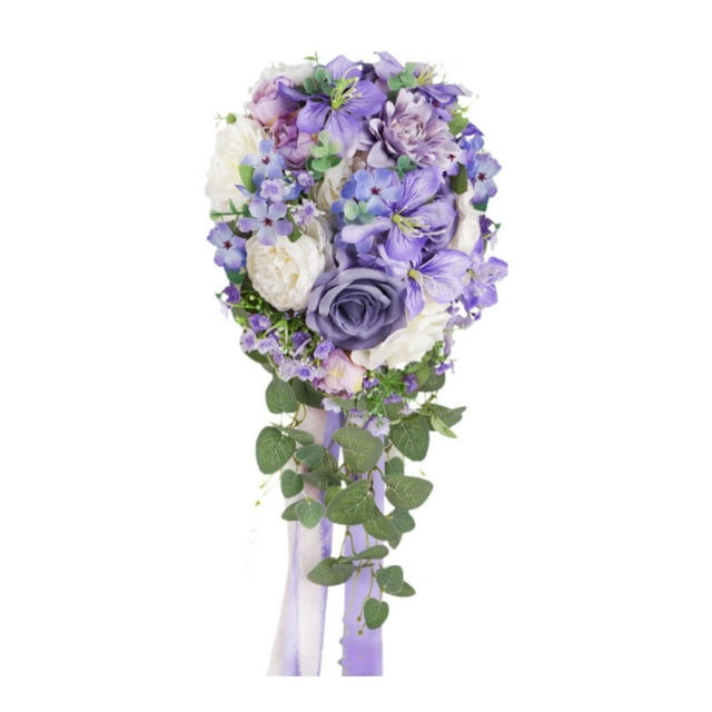 Bouquet de boda para novias de sosteniendo flores Flores artificiales forma de caída para el aniversario Día de Valentín