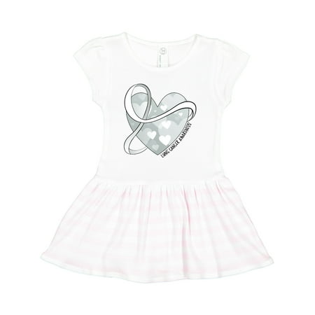 

Inktastic Lung Cancer Awareness White Ribbon Around Heart Gift Toddler Girl Dress