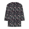 thumbnail image 3 of CYMMPU Summer Fashion Shirts 3/4 Sleeve V Neck Loose Fit Flower Pattern Spring Tops Blouses for Women Dressy Casual Tunic Tops Plus Size Blouse XXXL, 3 of 4