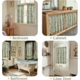thumbnail image 4 of Floral Linen Tier Curtains 24 Inch Farmhouse Cafe Curtains Rod Pocket Country Flower Drapes for Small Windows for Kitchen Laundry Room Bathroom RV 2 Panels Light Filtering Sage Green on Beige, 4 of 8