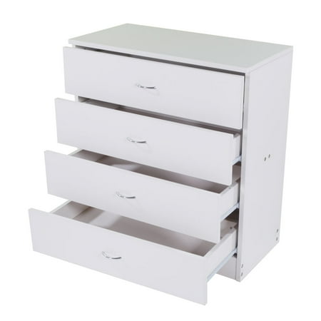 MDF Wood Simple 4-Drawer Dresser White - Walmart.com