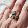 thumbnail image 3 of Natural Opal Spinner Band, October Birthstone, Meditation Ring, 925 Sterling Silver Ring, Spinning Ring, Two Tone Ring, Fidget Ring, Handmade Jewelry, Christmas, Womans Band Ring, Anxiety Ring, Gifts, 3 of 6