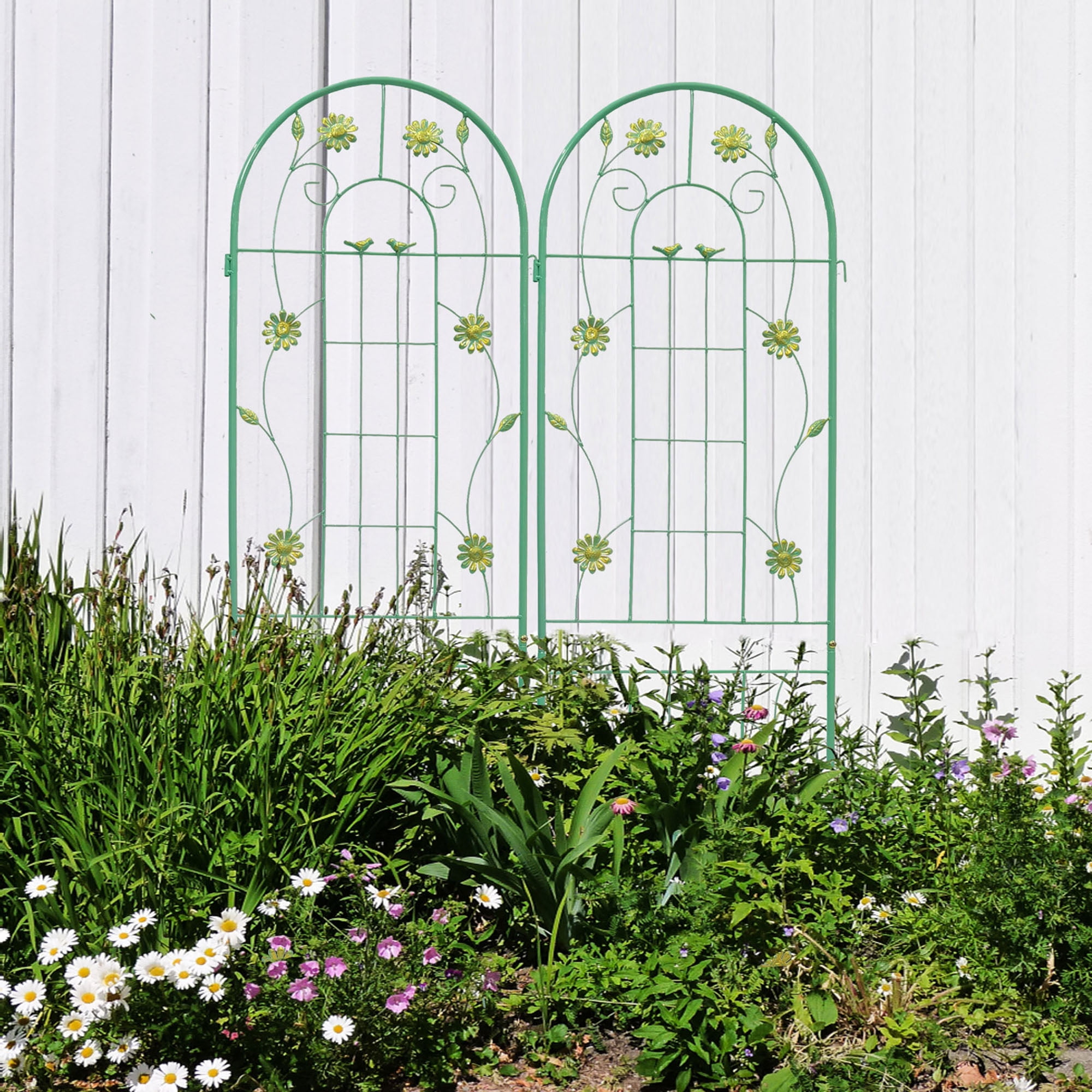 CQSXDA 2 Pack Large Garden Trellis 71"H x 19.7" W Heavy Duty Rustproof Green Iron Plant Trellis for Potted Plant Support Metal Climbing Rose Trellis Vine Vegetable Cucumber