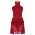 thumbnail image 2 of Alvivi Kids Girls Halter Neck Lyrical Ballet Dance Dress Modern Contemporary Performance Costume Burgundy 16, 2 of 6