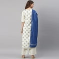 thumbnail image 6 of Janasya Indian V-Neck 3/4 Sleeve Ethnic Motifs Off- White Poly Silk Kurta With Palazzo and Dupatta For Women, 6 of 9