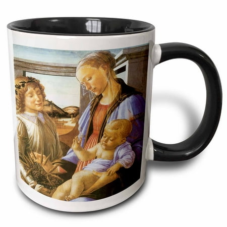 

3dRose Madonna of the Eucharist by Sandro Botticelli - Two Tone Black Mug 15-ounce