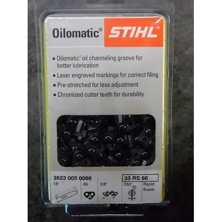 Driven Chain - Stihl Chainsaw Chain- 33RS66- 18 Inch, 66 Drive Links, 3/8 Pitch, .050 Gauge