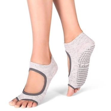Tucketts Allegro Grey Cloud Pilates Socks - Non-Slip Grip, Open Toe, Barre  Yoga - Women's