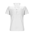 thumbnail image 4 of Hesxuno Men Summer Henley Shirts Cotton Linen Button T-Shirts Stylish Casual Short Sleeve Tops Lightweight Breathable Tees with Pocket White S, 4 of 4