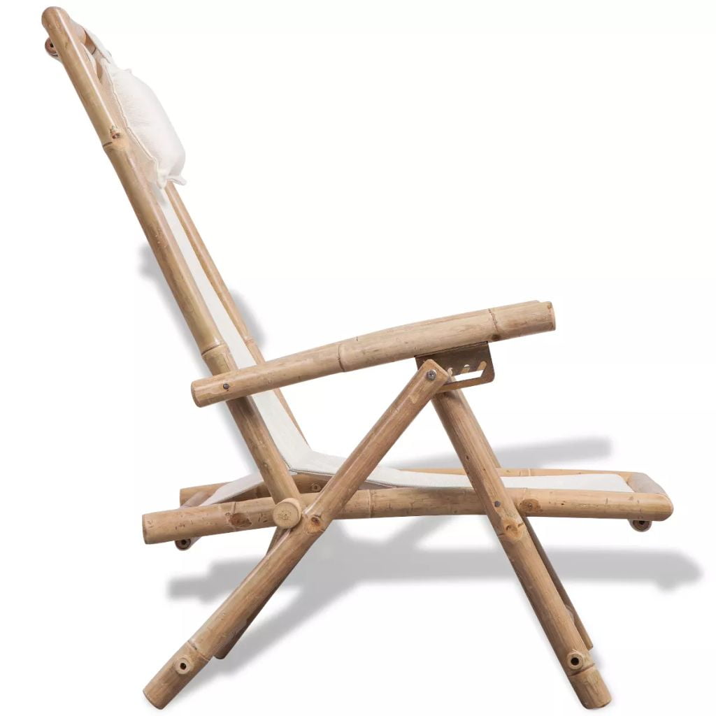 Lowestbest Outdoor Deck Chair, Bamboo Foldable Sling Adirondack Chair with Soft Cushion Lowestbest Outdoor Deck Chair, Bamboo Foldable Sling Adirondack Chair with Soft Cushion