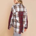 thumbnail image 4 of Puntoco Moda Mujer Bolsillos casuales Impreso Manga larga tops Chaqueta Abrigo a cuadros Puntoco Puntoco-2357, 4 of 9