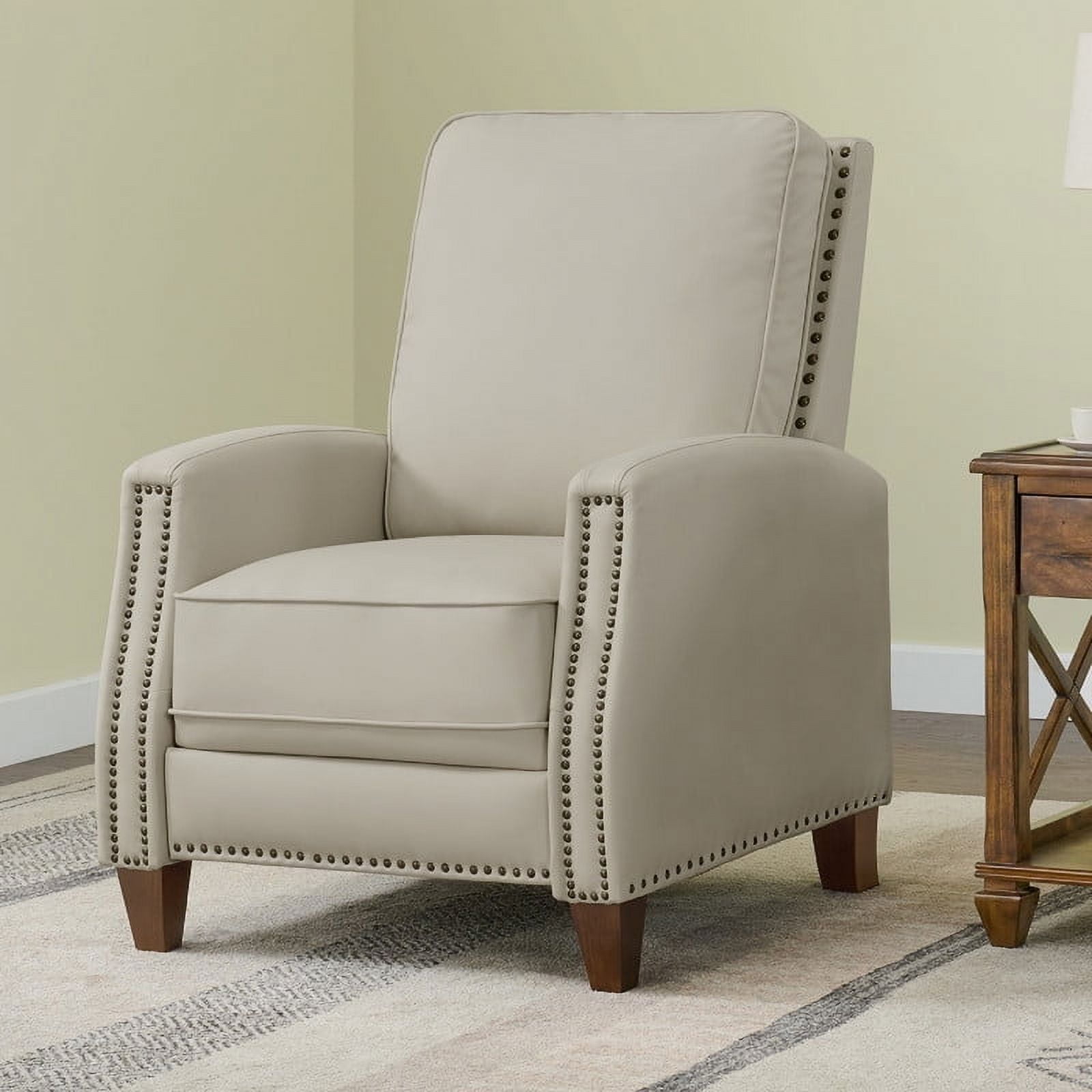 CHITA Recliner Chairs for Adults Single Sofa Chair for Living Room Faux Leather Push Back Recliner,Beige