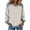 Rose Gold, variant on Women's Denim Trim Sweatshirt, Crewneck Pullover with Denim Accents, Long Sleeve Casual Loose Fit Top, Streetwear Fashion Crewneck Sweatshirt Beige L
