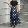 thumbnail image 2 of TQWQT Casual Dresses for Women Short Sleeve Teacher Dress Polka Dot Print Work Maxi Dresses Empire Waist Maternity T-Shirt Dress Plus Size Modest Clothing Dark Blue XXL, 2 of 3