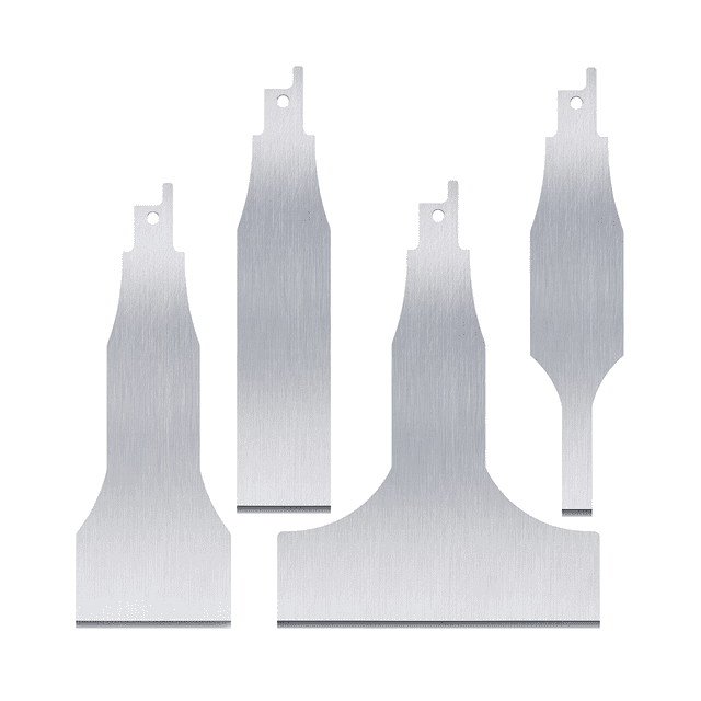 Lame de Grattoir à Scie Réciproque 4 Pcs, Lames Outils Réciproques comme Accessoires et Adaptateur pour Scie Réciproque, 4 x Lames de Scie Réciproques, Argent
