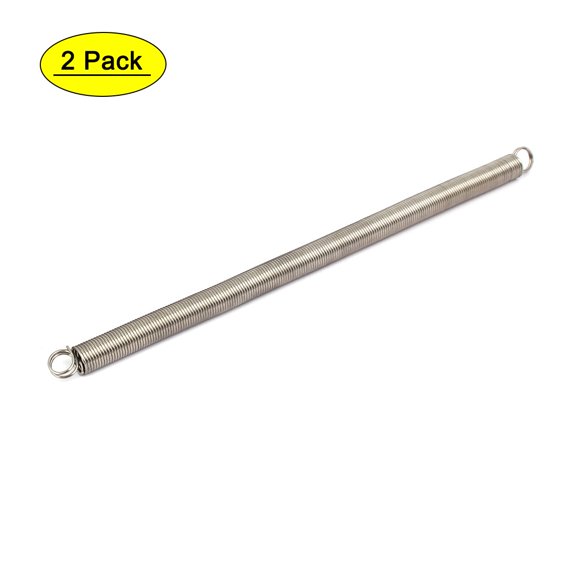 1.5mmx15mmx300mm 304 Stainless Steel Tension Springs Silver Tone 2Pcs