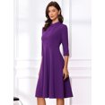thumbnail image 4 of DARING DIVA Women's Vintage 3/4 Sleeve Church Semi Fit and Flare Dress M Deep Purple, 4 of 6