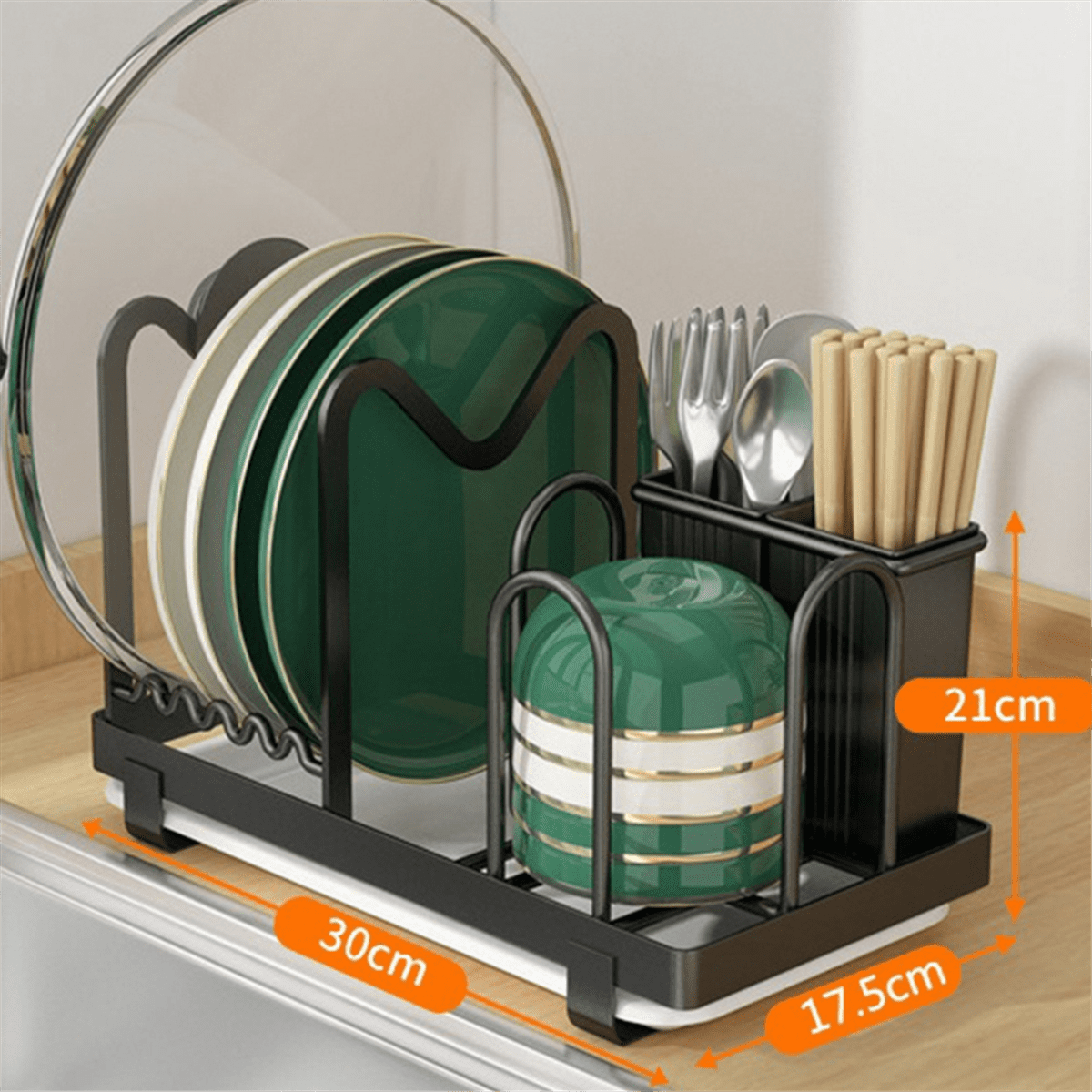 Small Dish Drying Rack Kitchen Sink Drainer Organizer Cutlery Utensils Spoon Holder Counter Storage Tableware Drainboard,1 x Small Dish Drying Rack,Black