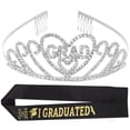thumbnail image 2 of Shisuyan 1 Set of Creative 2024 Graduation Sash Shiny Rhinestone Crown Tiara Kit 2024 Graduated Party Decorations, 2 of 9