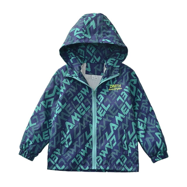 Manteau Coupe-Vent pour Garçons avec Imprimé de Dessins Animés Imperméable Léger pour l'Extérieur Enfants Jeunes Randonnée Camping Sports