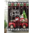 thumbnail image 2 of Merry Christmas Standard Shower Curtain Set, Waterproof Shower Curtains for Bathroom, Xmas Tree Truck Balls Gifts Brown Wood Washable Fabric Cloth Bath Curtain for Bathtub with Hooks 72x72 Inches, 2 of 6