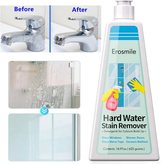 Hard Water Stain Remover, Shower Glass & Shower Door Cleaner, Removes Calcium Build up for Toilet Bowl & All Household Cleaner