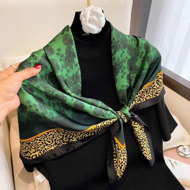 Bufanda de seda 2022 de 90x90cm para mujer, pañuelo grande con estampado de marca de lujo, Hijab, chal, foulard, envoltura de silenciador qiuyongming unisex