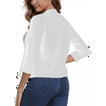 thumbnail image 2 of Women's Cropped Cardigan 3/4 Sleeve Spring Fall Sweater Solid Color White L, 2 of 7