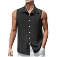 thumbnail image 2 of Blczomt Sleeveless Mens Tops Summer Tank Tops Muscle Collar Black Button Down Casual T Shirts, 2 of 6