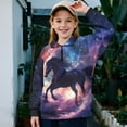 thumbnail image 2 of Uorisanigo Girls Half Zip Collar Sweatshirts Fall Trendy Galaxy Western Horse Long Sleeve Pullover Crop Tops Oversized Kids Quarter-Zip Pullover Jacket Drop Shoulder Jacket Outerwear, 2 of 7
