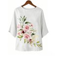 thumbnail image 3 of Favoffer Women's Printed Round Neck 3/4 Sleeve Blouses Loose Casual Tops Breathable Pullover Shirts for Spring Summer Daily Travel, 3 of 6