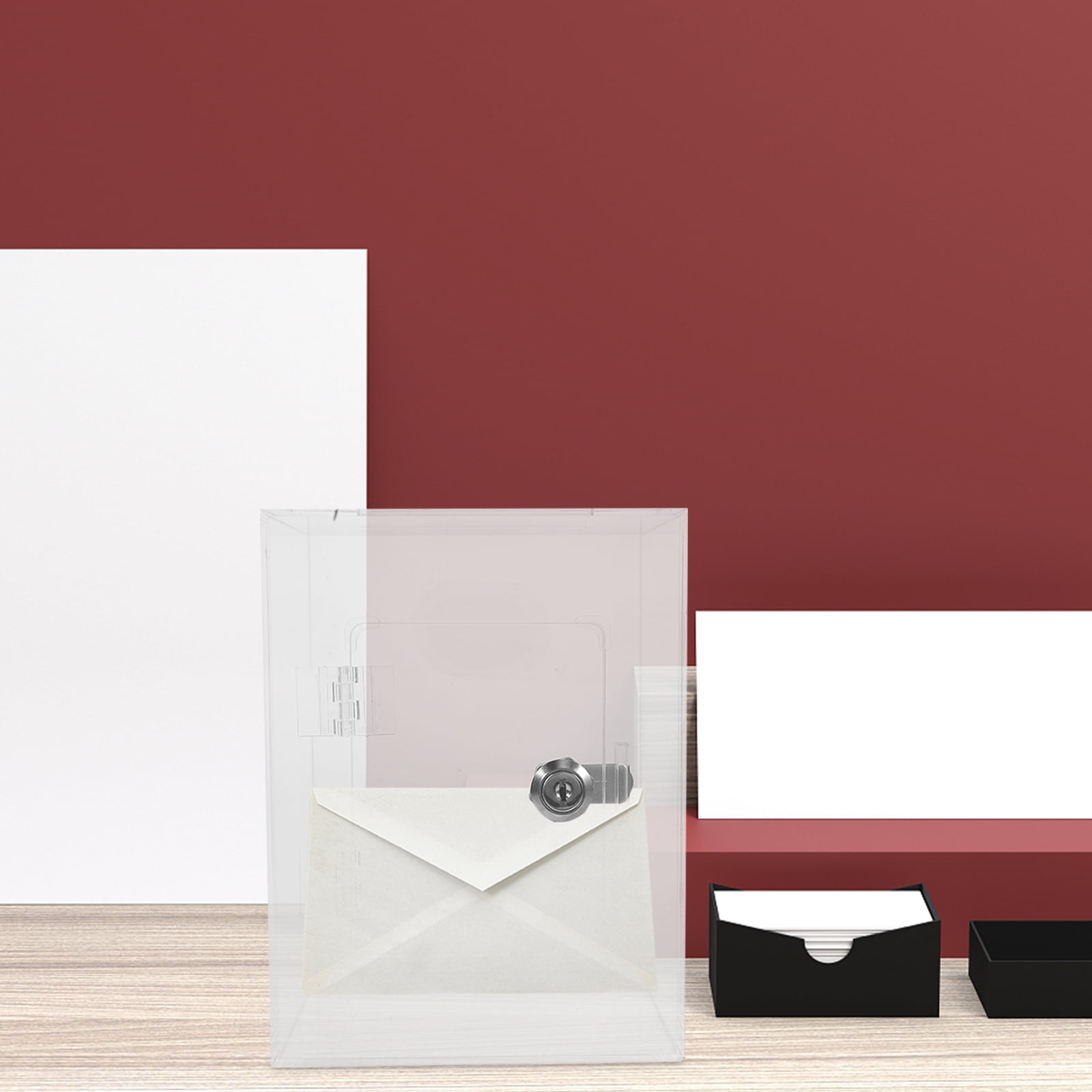 EXHUMKY Lockable Clear Acrylic Donation and Suggestion Box with Key - Secure Collection Container for Donations and Feedback
