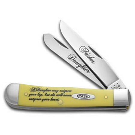 - CASE XX Father & Daughter Yellow Delrin Trapper Stainless Pocket Knife Knives
