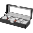 thumbnail image 3 of Caja de Reloj con 6 Ranuras, Organizador de Caja de Cuero PU, Organizador de Almacenamiento de Madera para Almacenamiento y exhibición, Negocios de Regalos para Hombres y Mujeres (Negro), 3 of 5
